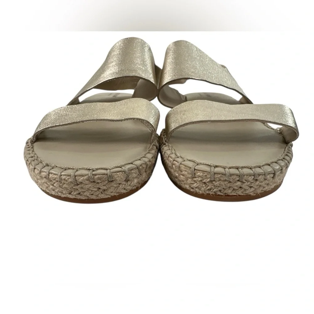Cole Haan Cloudfeel Espadrille Sandals Soft Gold Metallic Leather Natural Jute 7